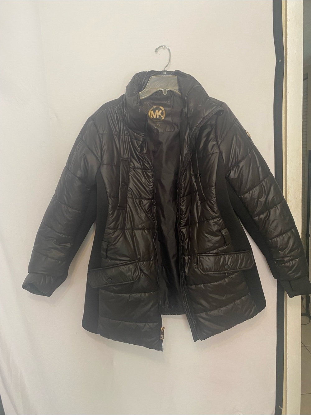 Michael Kors Black Quilted Shine Puffer Coat